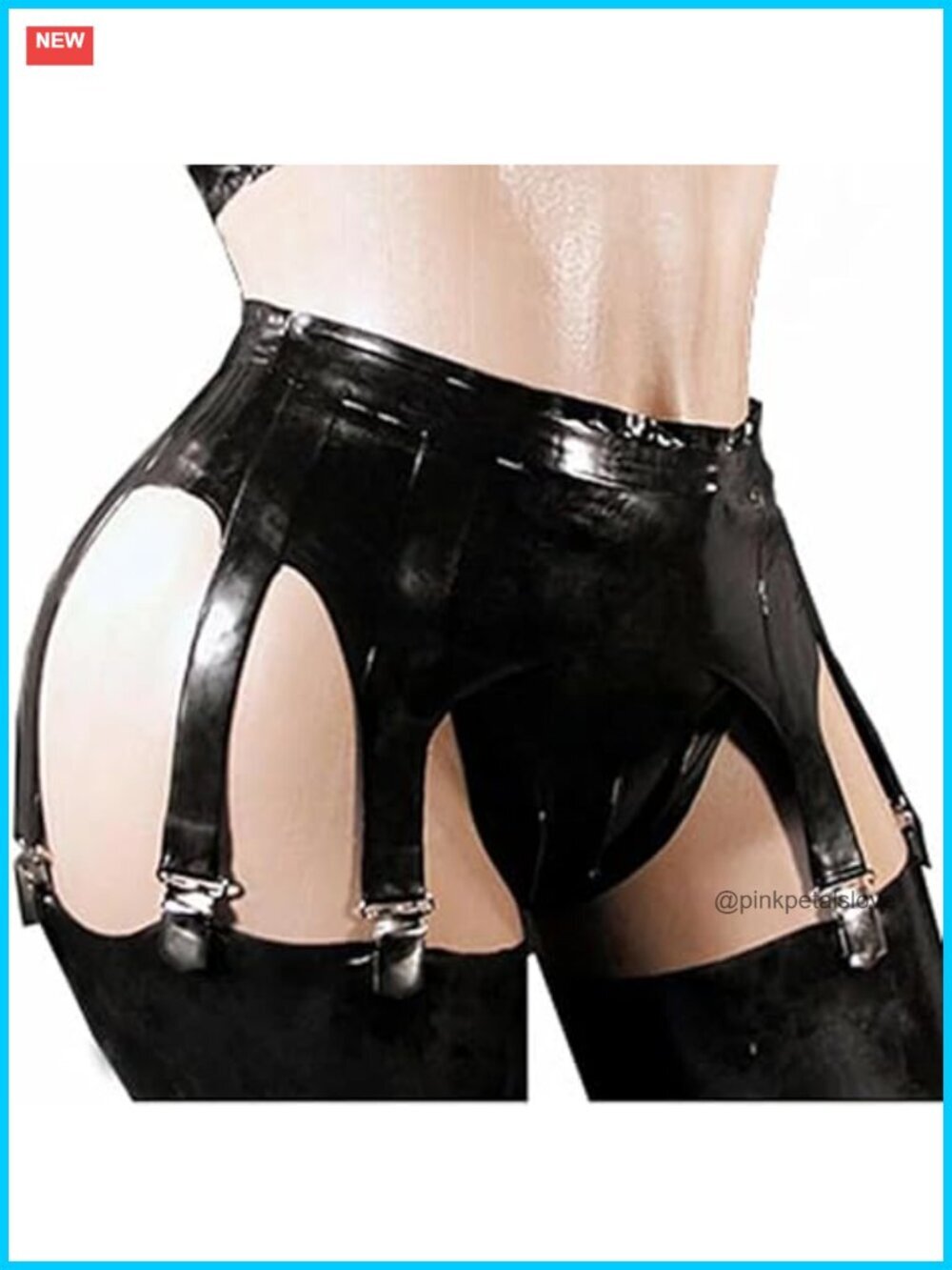 Natural Rubber Latex Garter Belt with Thigh Harness for Club Wear